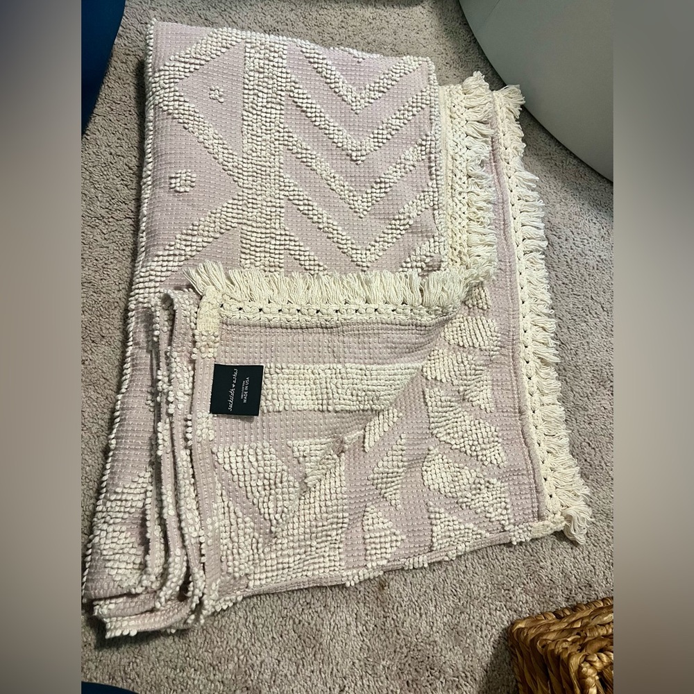 Sackcloth and Ashes Pale Pink and Cream Textured Blanket